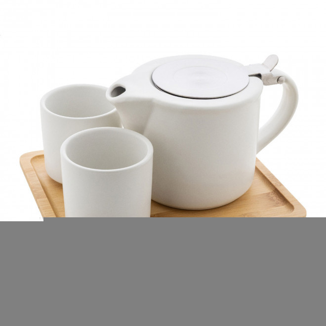 SET A THE AVEC THEIERE ET PLATEAU PERSONNALISABLE 'INFU' - blanc