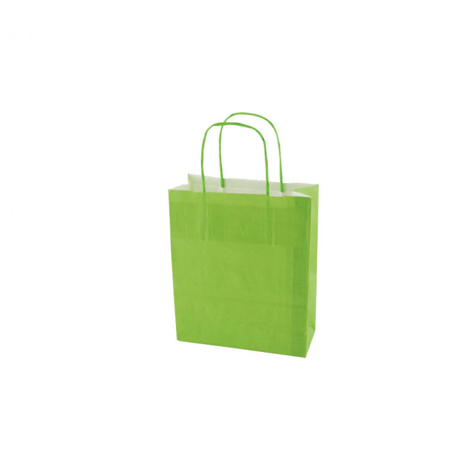 SAC PAPIER KRAFT PUBLICITAIRE ANSES TORSADEES 'CUBANO' 18X22X8 cm 90 GR/M² - vert clair
