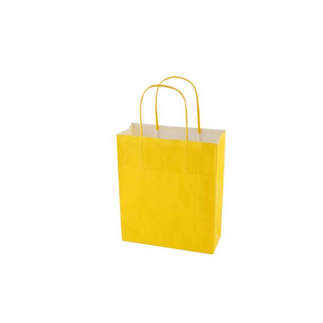 SAC PAPIER KRAFT PUBLICITAIRE ANSES TORSADEES 'CUBANO' 18X22X8 cm 90 GR/M² - jaune