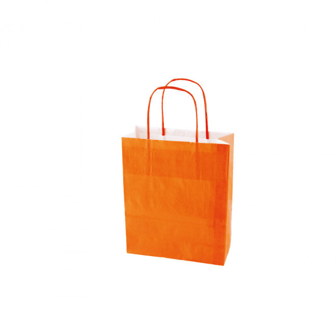 SAC PAPIER KRAFT PUBLICITAIRE ANSES TORSADEES 'CUBANO' 18X22X8 cm 90 GR/M² - orange