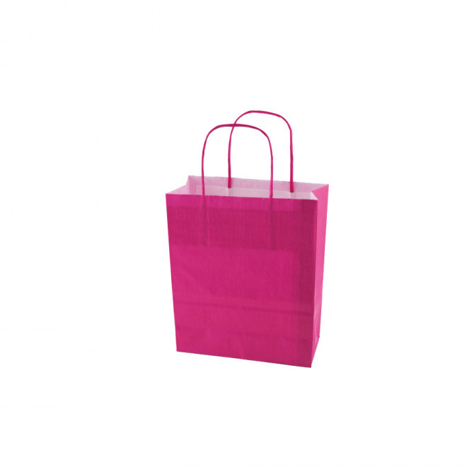 SAC PAPIER KRAFT PUBLICITAIRE ANSES TORSADEES 'CUBANO' 18X22X8 cm 90 GR/M² - rose