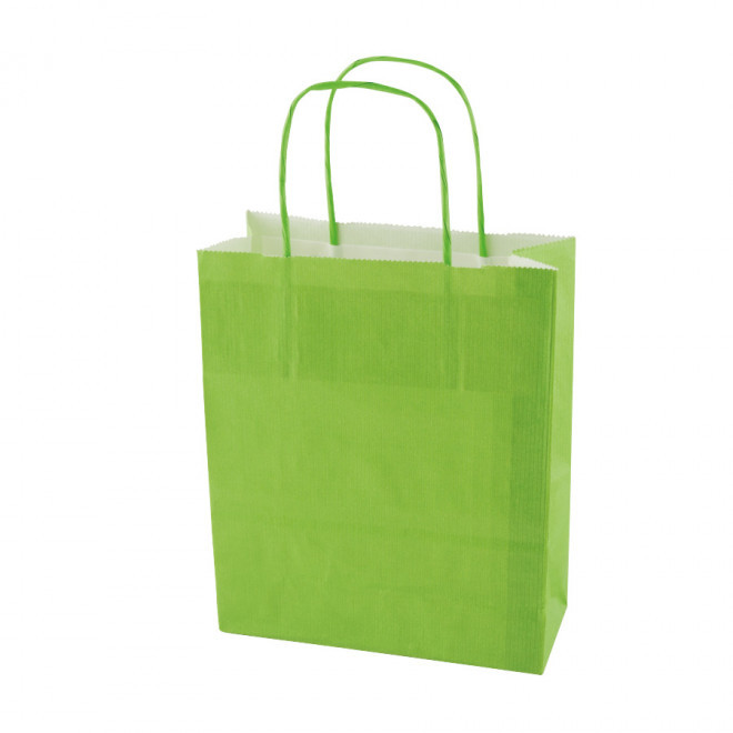 SAC PAPIER KRAFT PROMOTIONNEL ANSES TORSADEES 'CUBANO' 32X41X12 cm 100 GR/M² - vert clair