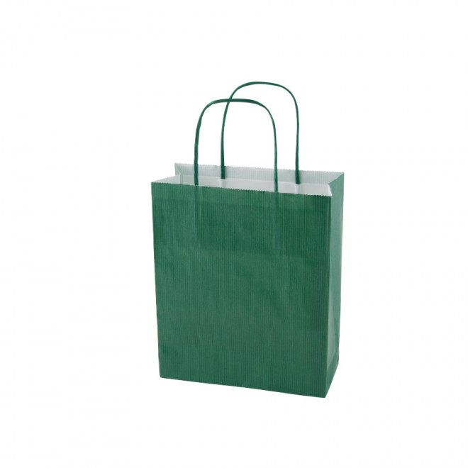 SAC PAPIER KRAFT PUBLICITAIRE ANSES TORSADEES 'CUBANO' 22X31X10 cm 90 GR/M² - vert foncé