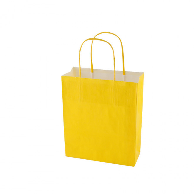 SAC PAPIER KRAFT PUBLICITAIRE ANSES TORSADEES 'CUBANO' 22X31X10 cm 90 GR/M² - jaune