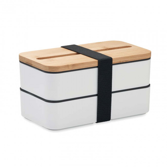 LUNCH BOX PERSONNALISABLE A DEUX NIVEAUX 'RAVUN' 4J - blanc