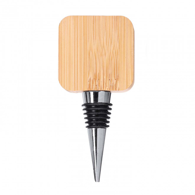 BOUCHON ET DECAPSULEUR PERSONNALISE EN BAMBOU 'NIMPO' - carre