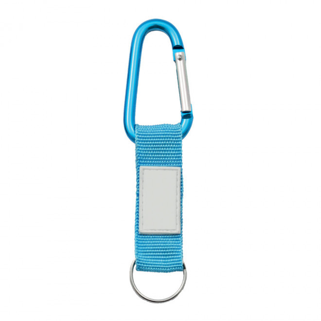 PORTE-CLES PUBLICITAIRE MOUSQUETON AVEC LANIERE 'HOOK' - bleu clair
