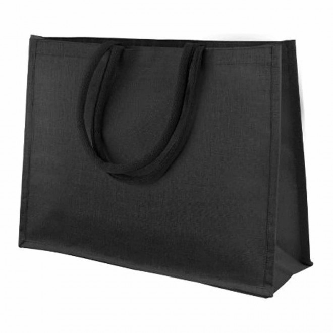 SAC PERSONNALISABLE EN JUTE NOIR 290 GR/M² 'MADOU' - noir