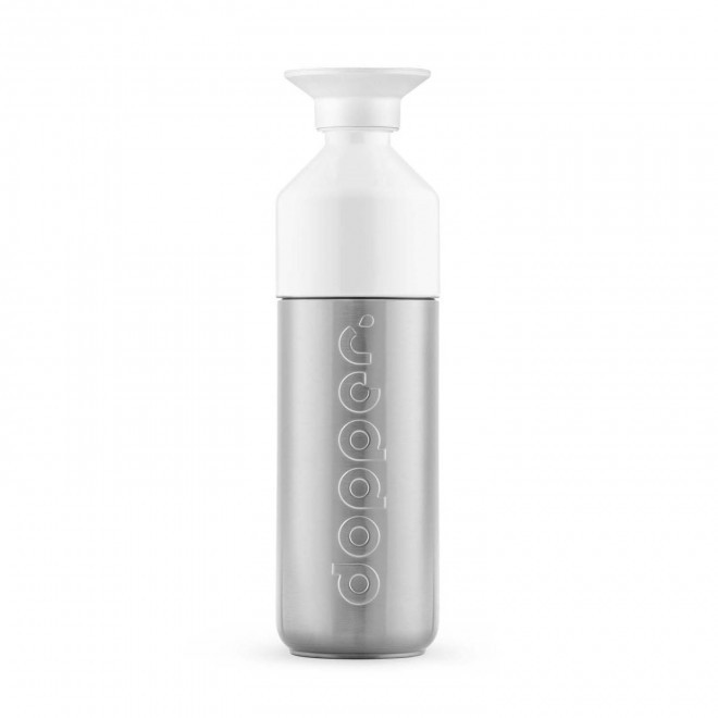 BOUTEILLE ISOTHERME PERSONNALISABLE DOPPER 580ML 'LOSTRI' - argenté/blanc