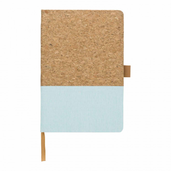 CARNET A5 PERSONNALISABLE LIEGE COTON 'NATURON COLOR' - bleu aqua