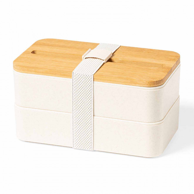 LUNCH BOX PERSONNALISABLE 2 COMPARTIMENTS 700ML 'RAVUN MAX' - beige