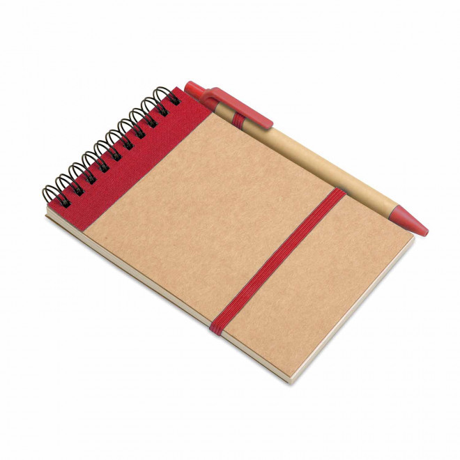 RAPIDE 4J - BLOC NOTES+STYLO 'PAPYRUS' NON LIGNE - rouge
