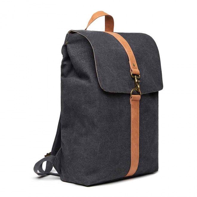 SAC A DOS PERSONNALISABLE EN TOILE RECYCLE 'YATA' - noir