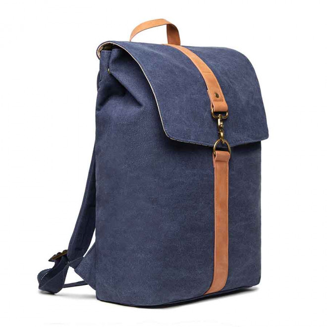 SAC A DOS PERSONNALISABLE EN TOILE RECYCLE 'YATA' - bleu marine