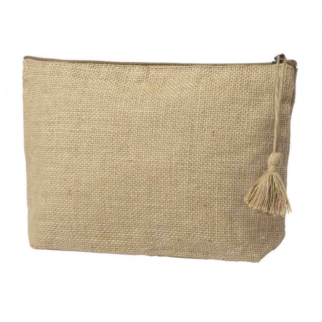 TROUSSE DE TOILETTE PERSONNALISABLE EN JUTE 'BUZY' - naturel