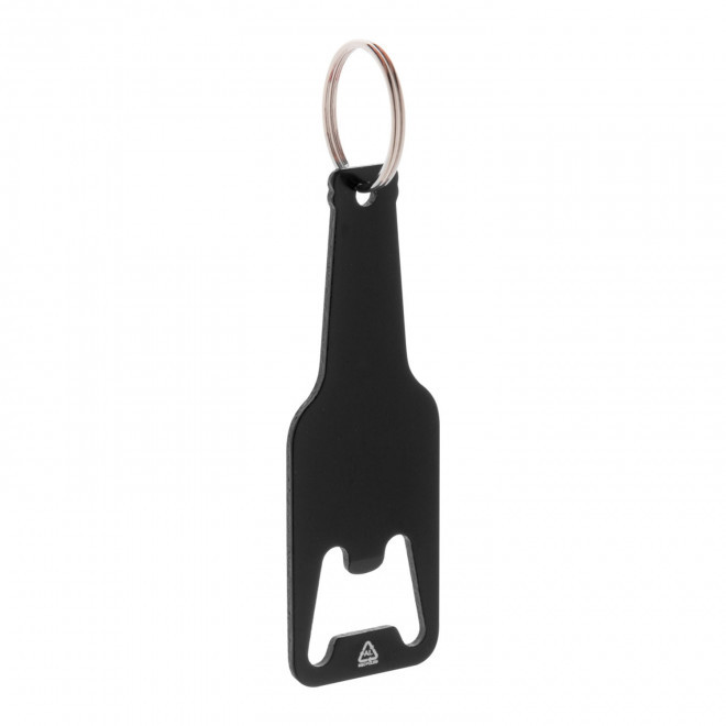 PORTE-CLES DECAPSULEUR PERSONNALISABLE  ALU RECYCLE 'BOTELLO RECYCLE - noir