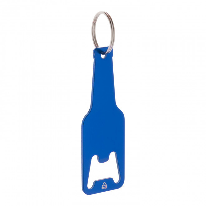 PORTE-CLES DECAPSULEUR PERSONNALISABLE  ALU RECYCLE 'BOTELLO RECYCLE - bleu