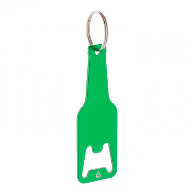 PORTE-CLES DECAPSULEUR PERSONNALISABLE  ALU RECYCLE 'BOTELLO RECYCLE - vert