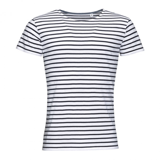 T-SHIRT MARINIÈRE PERSONNALISÉ HOMME 'MILES' 150GR/M² - blanc/marine