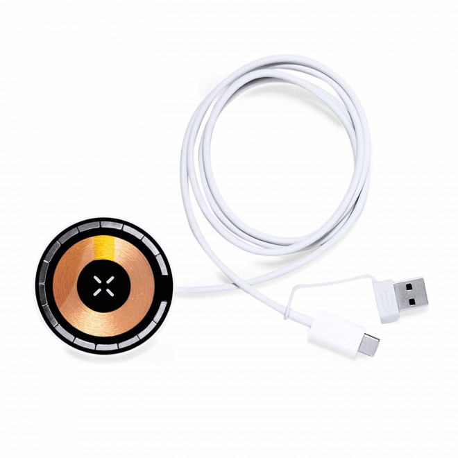CHARGEUR INDUCTION PERSONNALISABLE 15W 'CUIVRI ROUND' - blanc