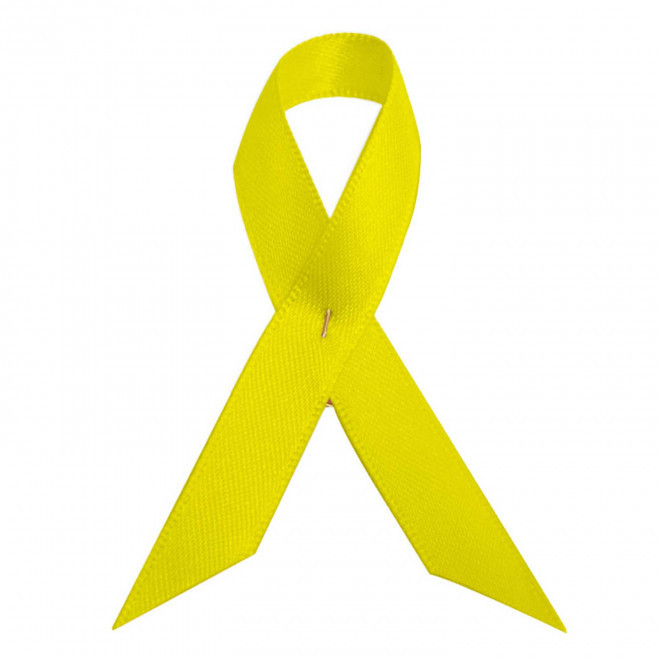 BROCHE RUBAN PERSONNALISÉE EN SATIN 'SOUTIEN' - jaune