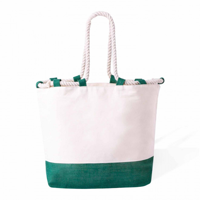 SAC COTON ET JUTE PERSONNALISABLE 'PRAIA' - vert