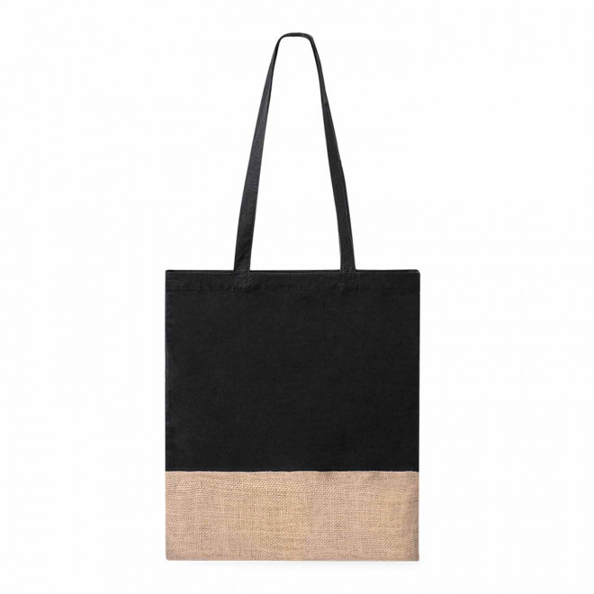 TOTE BAG AVEC JUTE PERSONNALISABLE 'KIRJA' - noir
