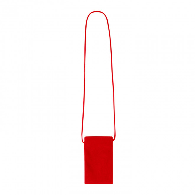 LANYARD PERSONNALISABLE POUR TELEPHONE EFFET VELOURS 'BOLSA' - rouge