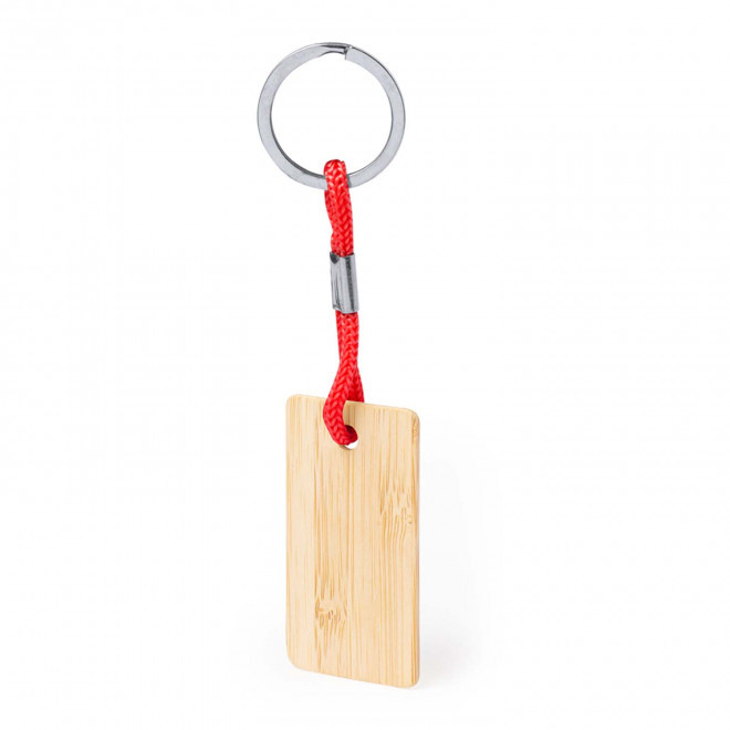 PORTE-CLE BAMBOU PERSONNALISABLE 'MANZI' - rouge