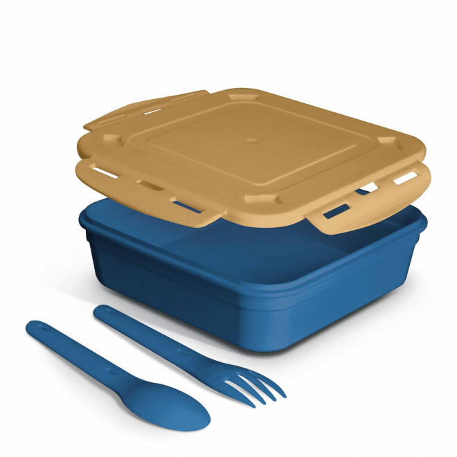 LUNCH BOX PERSONNALISABLE 'PASTO' - bleu/camel