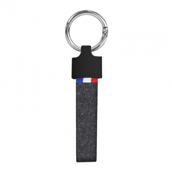 PORTE-CLES PUBLICITAIRE AUTOMOBILE 'POTI AUTOMOBILE RECYCLE' - gris/feutrine