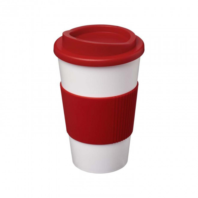 GOBELET ISOTHERME AMERICANO® PERSONNALISABLE 'IBON BANDEAU' - rouge/blanc