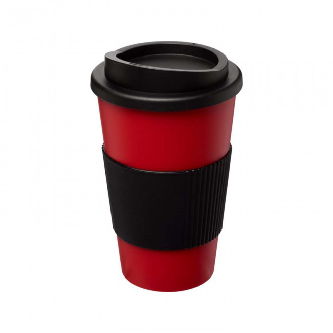 GOBELET ISOTHERME AMERICANO® PERSONNALISABLE 'IBON BANDEAU' - noir/rouge