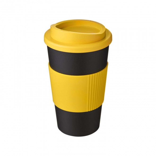 GOBELET ISOTHERME AMERICANO® PERSONNALISABLE 'IBON BANDEAU' - jaune/noir