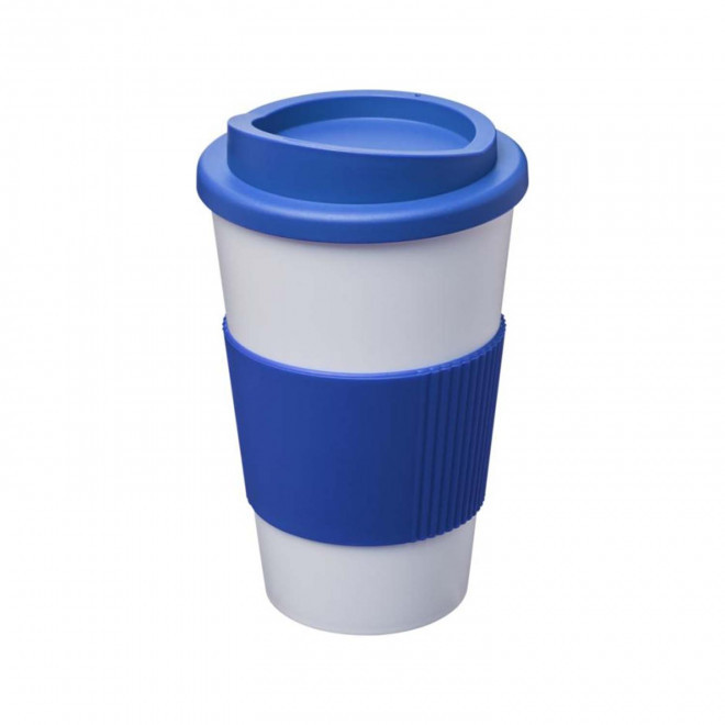 GOBELET ISOTHERME AMERICANO® PERSONNALISABLE 'IBON BANDEAU' - bleu clair/blanc