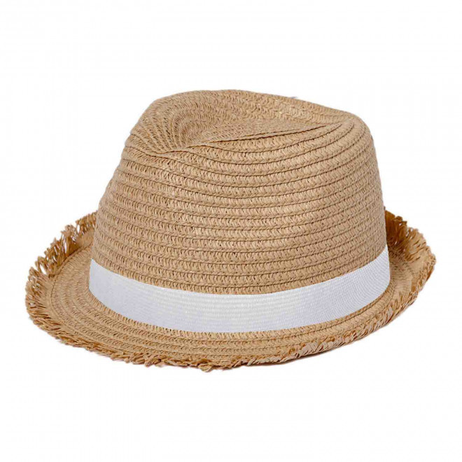 CHAPEAU PAILLE BORDURES FRANGES PERSONNALISABLE 'HARMONA' - paille foncée