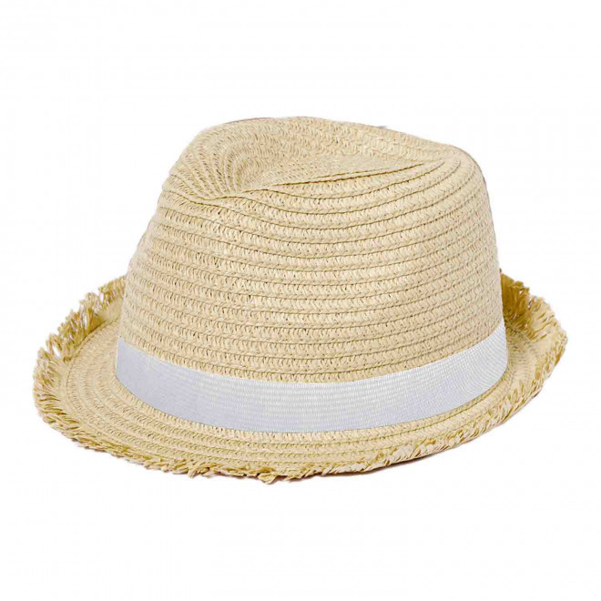 CHAPEAU PAILLE BORDURES FRANGES PERSONNALISABLE 'HARMONA' - paille claire