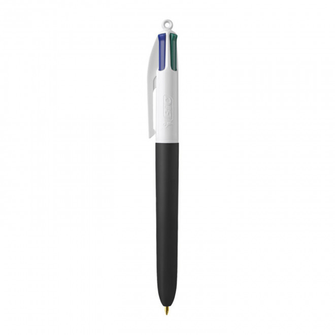 RAPIDE 4J - STYLO BIC® 4 COULEURS PERSONNALISÉ 'SOFT STYLE' - blanc/noir