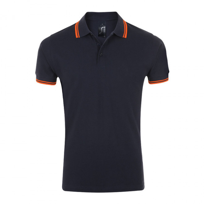 POLO BICOLORE PERSONNALISABLE HOMME 'PASADENA' 200 GR/M² - marine/orange fluo