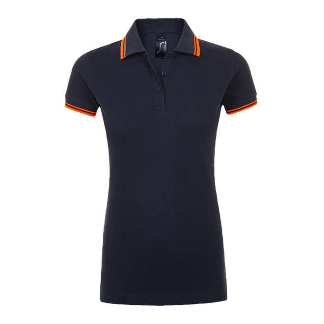 POLO BICOLORE PERSONNALISABLE FEMME 'PASADENA' 200 GR/M² - marine/orange fluo
