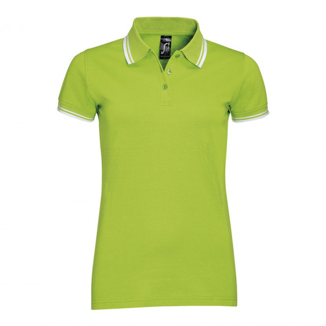 POLO BICOLORE PERSONNALISABLE FEMME 'PASADENA' 200 GR/M² - lime/blanc