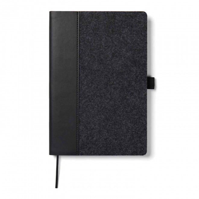 CARNET A5 FEUTRINE RPET PERSONNALISABLE 'BONNA A5' - noir
