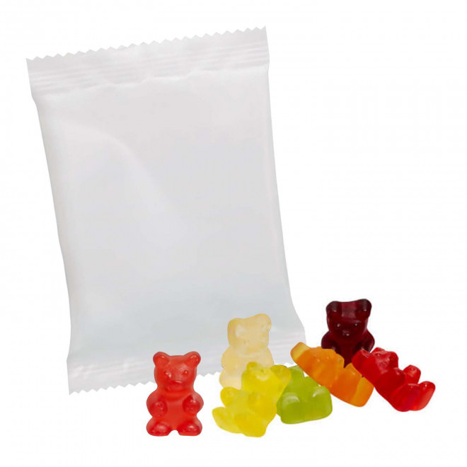 LOT DE 100 SACHETS BONBONS GOMME DE FRUITS PERSONNALISABLE 'WINNY XXL' - blanc