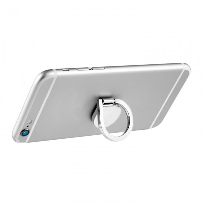 SUPPORT TELEPHONE ANNEAU BRILLANT PERSONNALISABLE 'HALKA' - argenté