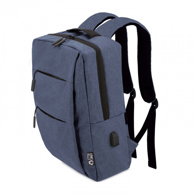 SAC A DOS PERSONNALISABLE POUR ORDINATEUR 'OGLIO CONNECT' - bleu chiné