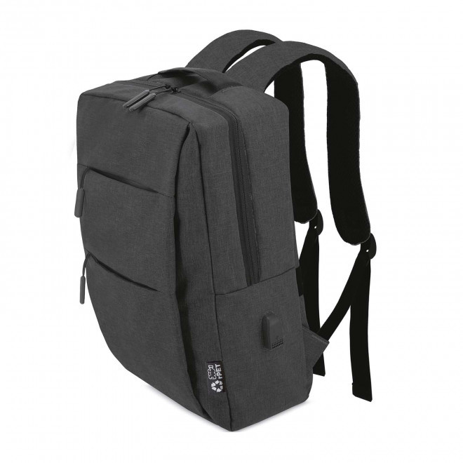 SAC A DOS PERSONNALISABLE POUR ORDINATEUR 'OGLIO CONNECT' - noir chiné