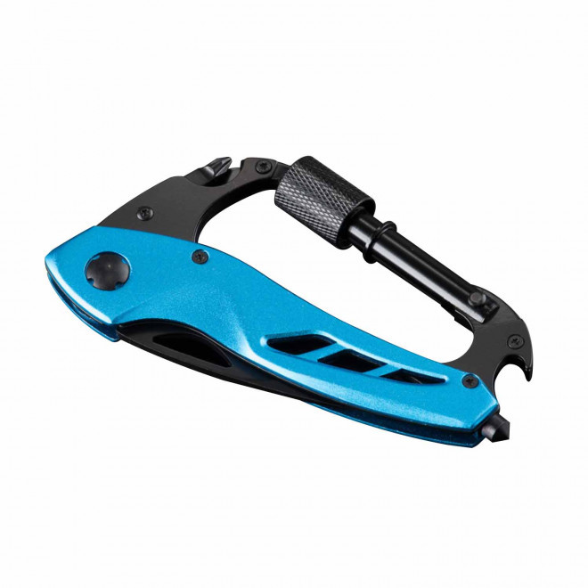 COUTEAU PERSONNALISE PLIABLE MOUSQUETON 'RIGOZA' - bleu