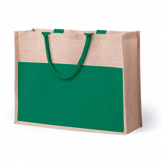 SAC EN JUTE ET TOILE PERSONNALISABLE 'FIORA' - vert