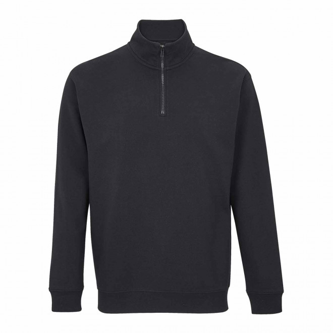 SWEAT PERSONNALISABLE DEMI-ZIP MIXTE 'CONRAD' - noir