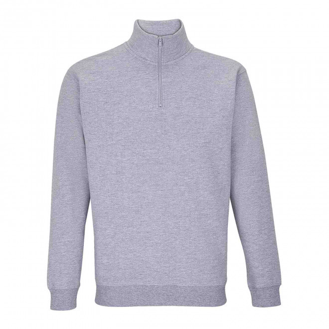 SWEAT PERSONNALISABLE DEMI-ZIP MIXTE 'CONRAD' - gris chiné